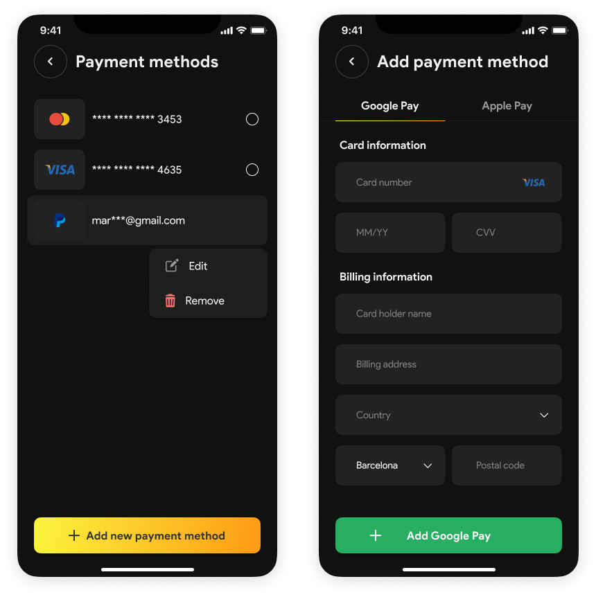 Payment page